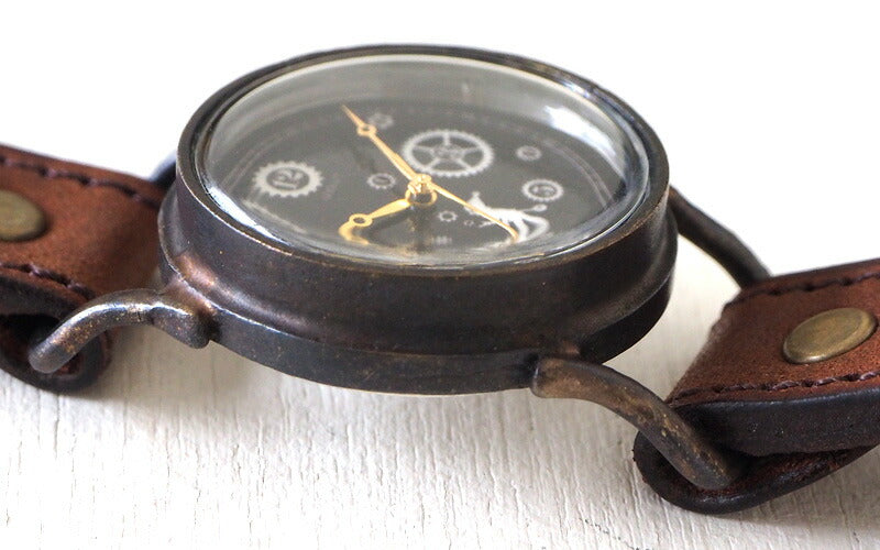 ARKRAFT（アークラフト）手作り腕時計“Pivo Medium” 黒文字盤 プレミアムストラップ [AR-C-018-BK]