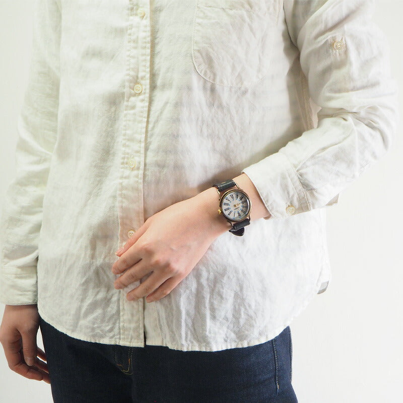 ARKRAFT Handmade Watch “Drake Large” White Shell Dial Blue Dot Premium Strap [AR-C-019-WH-BL] 
