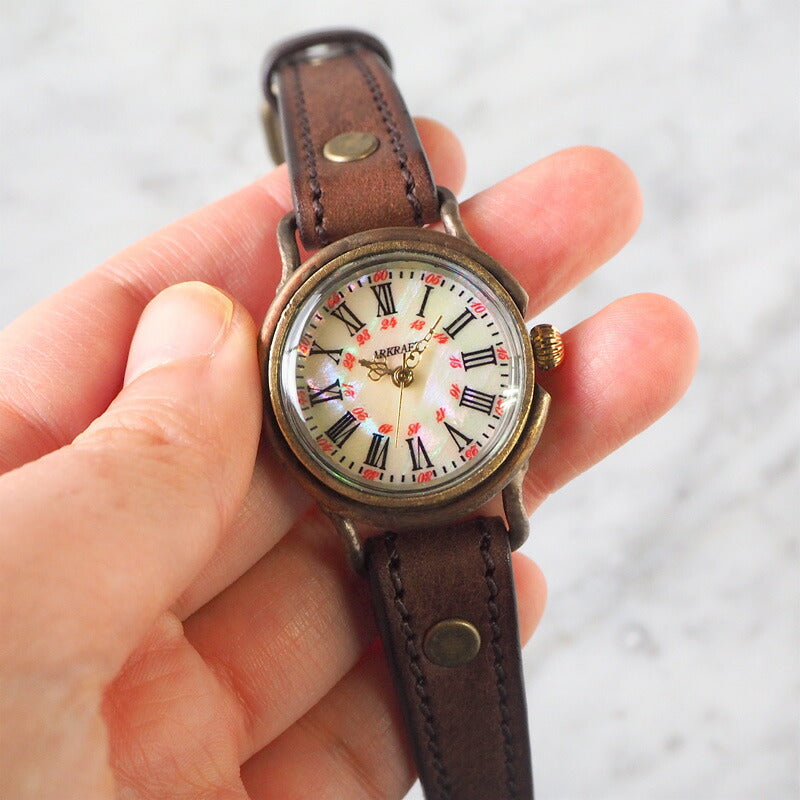 ARKRAFT Handmade Watch “Drake Small” Shell Dial Red Dot Premium Strap [AR-C-021-BL-RD] 