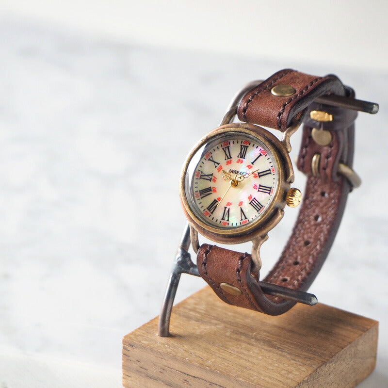 ARKRAFT Handmade Watch “Drake Small” Shell Dial Red Dot Premium Strap [AR-C-021-BL-RD] 