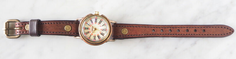 ARKRAFT 手工手錶“Drake Small”貝殼錶盤紅點高級錶帶 [AR-C-021-BL-RD] 
