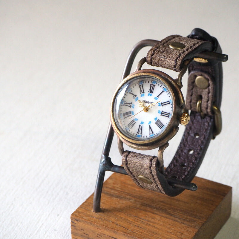 ARKRAFT Handmade Watch “Drake Small” White Shell Dial Blue Dot Premium Strap [AR-C-021-WH-BL] 