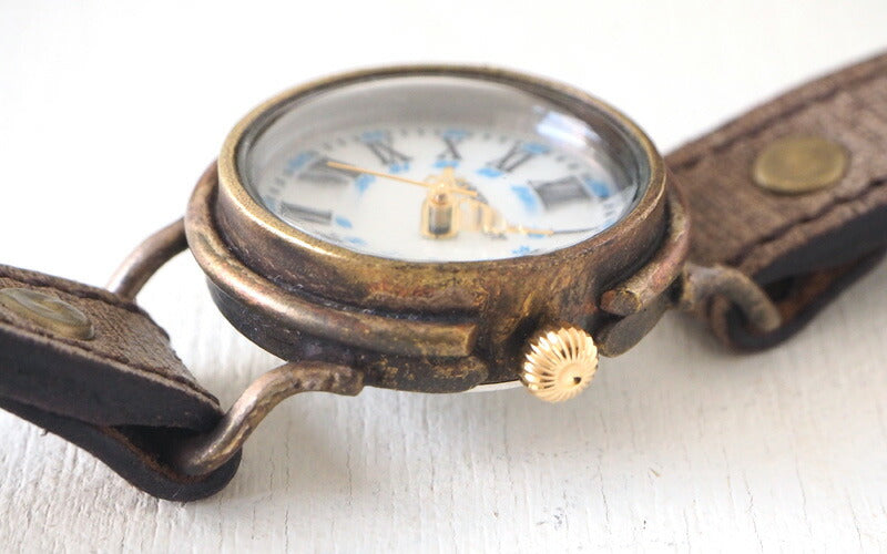 ARKRAFT Handmade Watch “Drake Small” White Shell Dial Blue Dot Premium Strap [AR-C-021-WH-BL] 