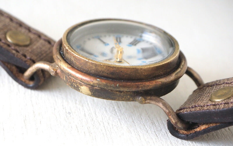 ARKRAFT Handmade Watch “Drake Small” White Shell Dial Blue Dot Premium Strap [AR-C-021-WH-BL] 