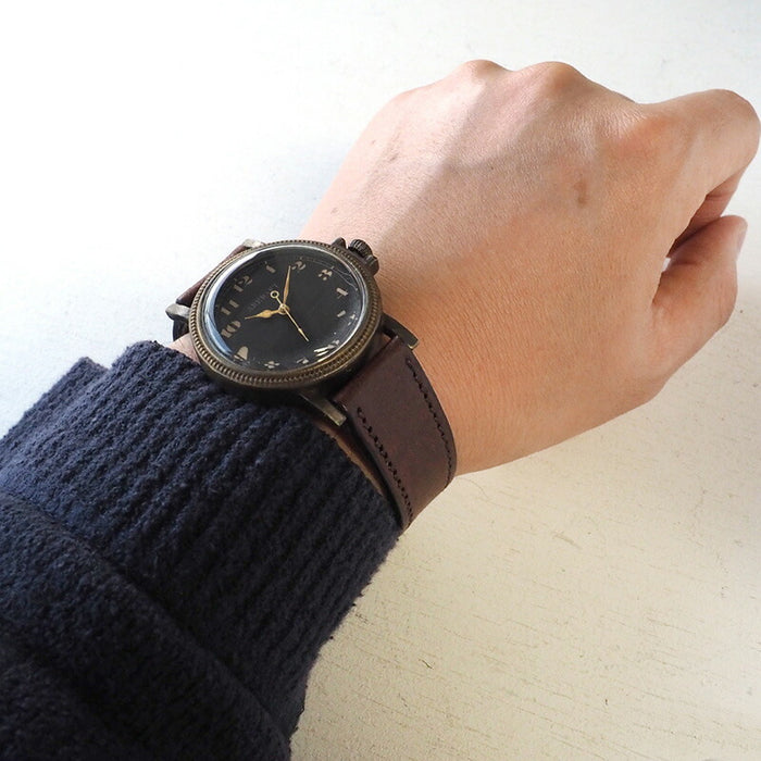 ARKRAFT（アークラフト）手作り腕時計“Nes Large” アラビア数字 プレミアムストラップ [AR-C-023-AR]