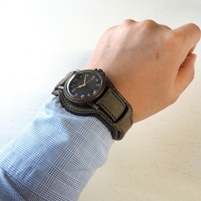 ARKRAFT（アークラフト）手作り腕時計 “Nes Medium” アラビア数字 プレミアムWストラップ [AR-C-026-AR]