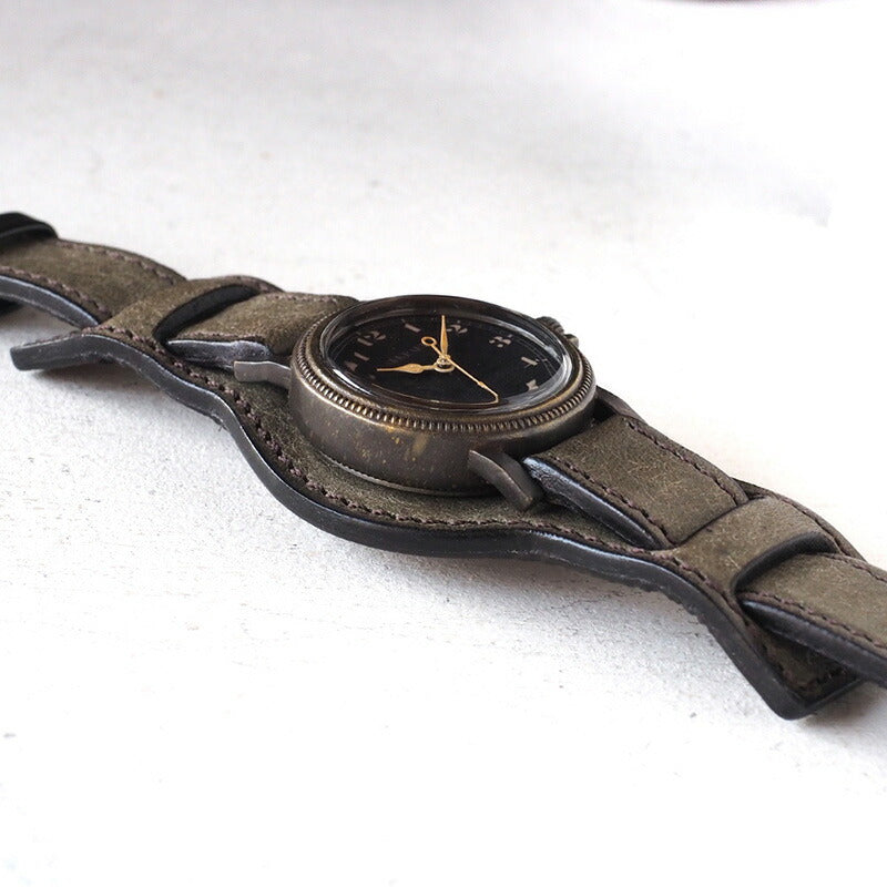 ARKRAFT（アークラフト）手作り腕時計 “Nes Medium” アラビア数字 プレミアムWストラップ [AR-C-026-AR]