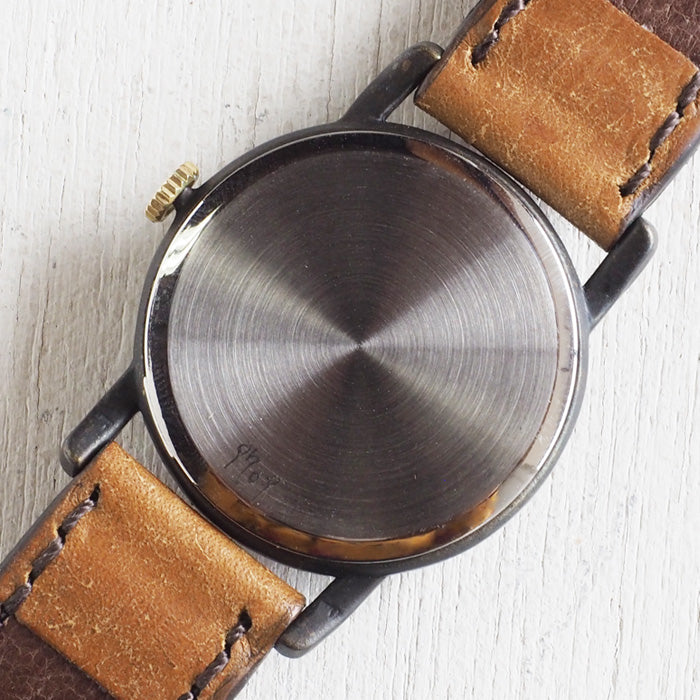 ARKRAFT Watchmaker Hidekazu Araki Handmade Watch “Dennis Medium” Leather Dial Roman Numerals Pueblo Camel [AR-C-028] 