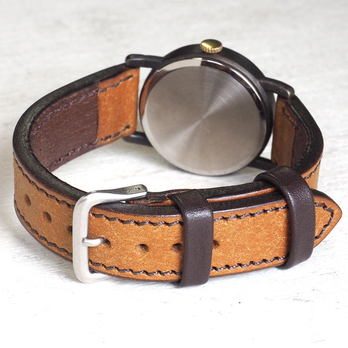 ARKRAFT Watchmaker Hidekazu Araki Handmade Watch “Dennis Medium” Leather Dial Roman Numerals Pueblo Camel [AR-C-028] 