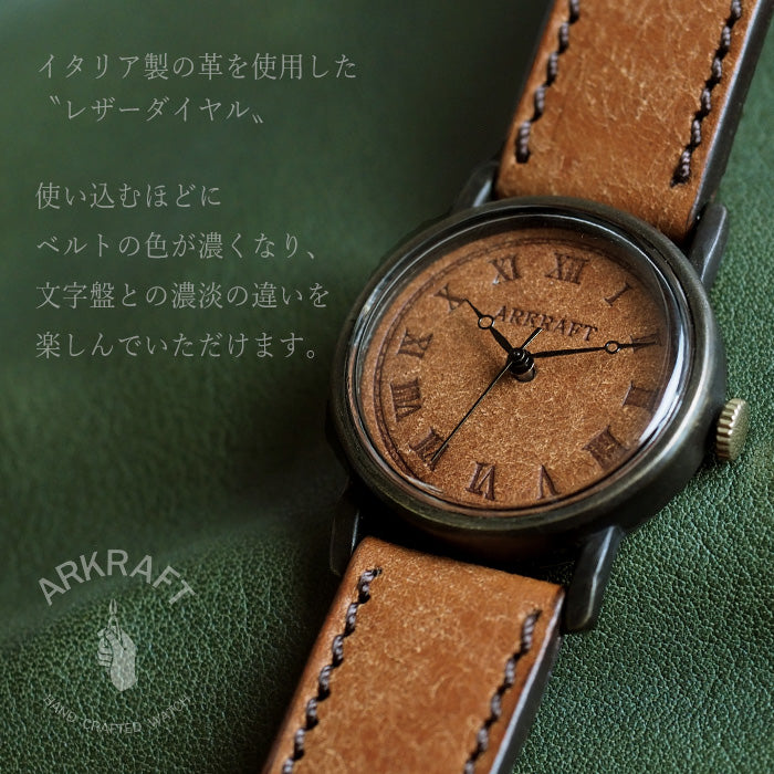 ARKRAFT 製表師 Hidekazu Araki 手工手錶 “Dennis Medium” 皮革 錶盤 羅馬數字 Pueblo Camel [AR-C-028] 