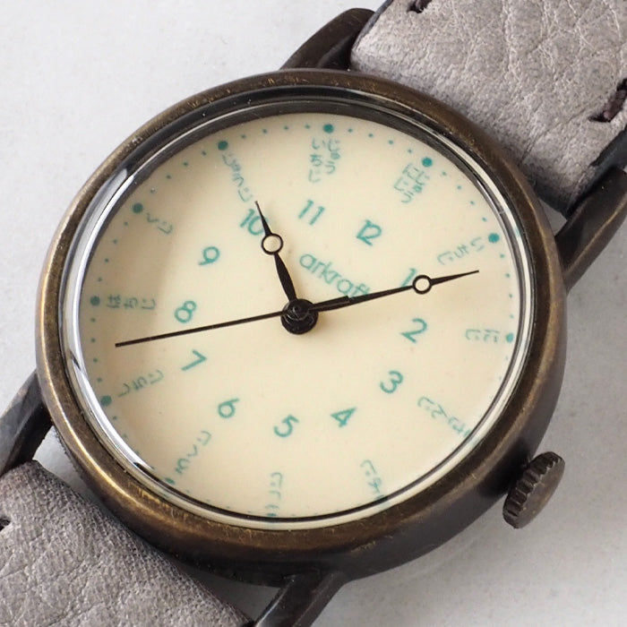 ARKRAFT（アークラフト） 時計作家・新木秀和 手づくり腕時計 “Mia Medium －ミア ミディアム－” ひらがな文字盤 アラビア数字 マイネライトグレー [AR-C-029]