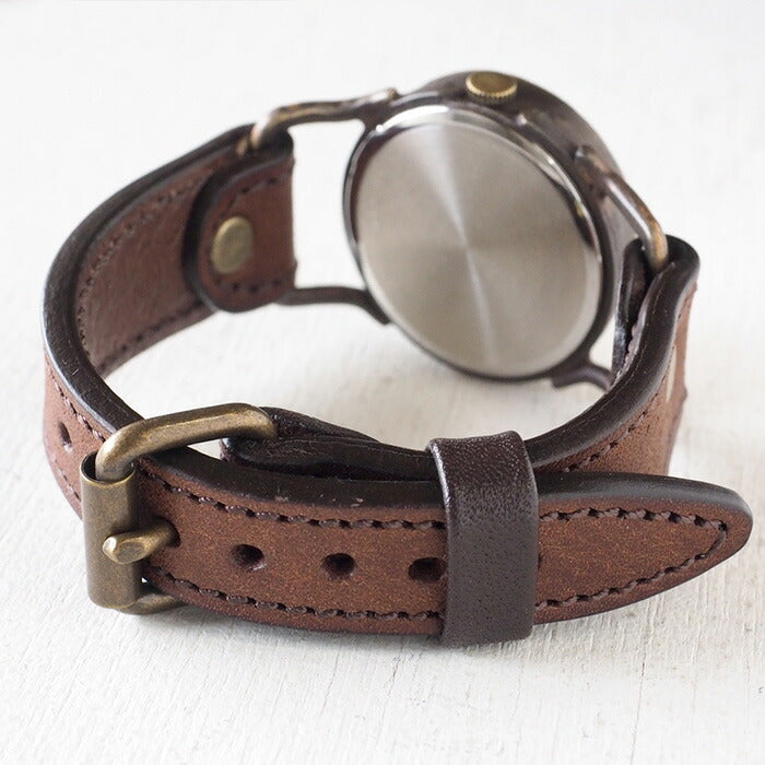 ARKRAFT（アークラフト）手作り腕時計 “Drake Medium” シェル文字盤 赤ドット プレミアムストラップ [AR-C-020-BL-RD]