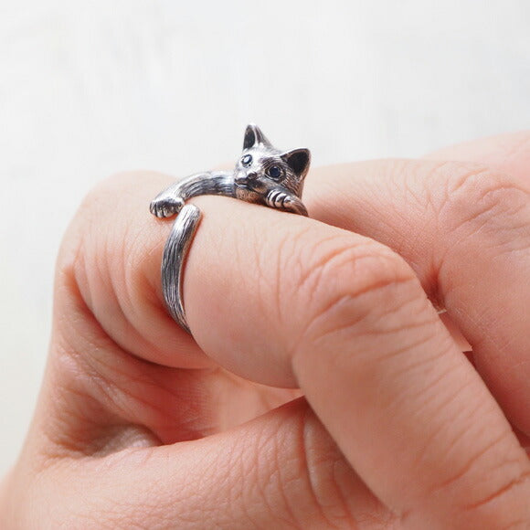 [Choose from 2 eye colors] naturama Cat Ring “Pixie” Cat Silver [AR29C] 