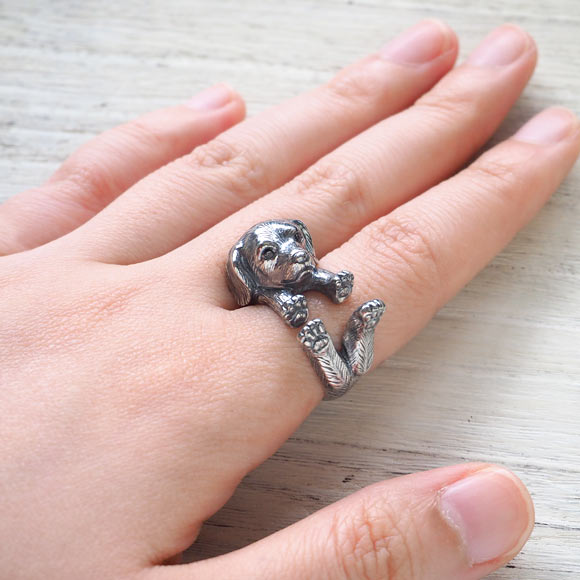naturama Dog Ring Miniature Dachshund Silver Women's Men's [AR34] 