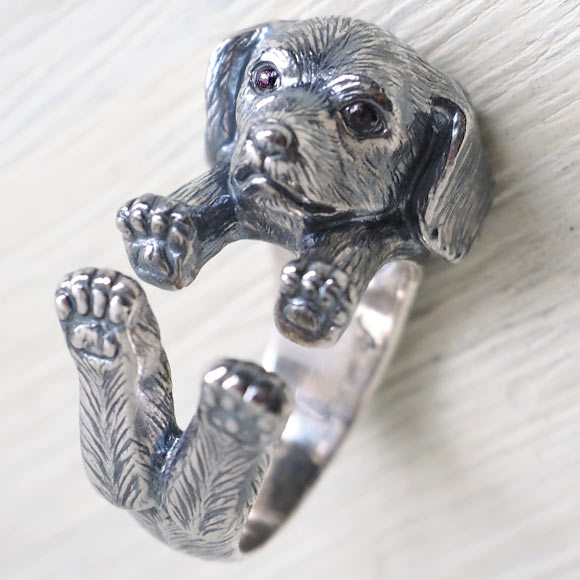 naturama Dog Ring Miniature Dachshund Silver Women's Men's [AR34] 
