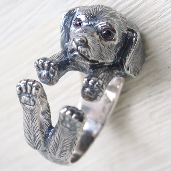 naturama Dog Ring Miniature Dachshund 銀 女款 男款 [AR34] 