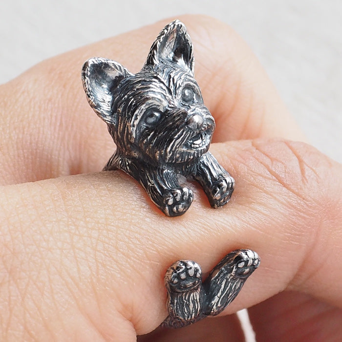 naturama Dog Ring Yorkshire Terrier Yorkie Silver 925 Women's