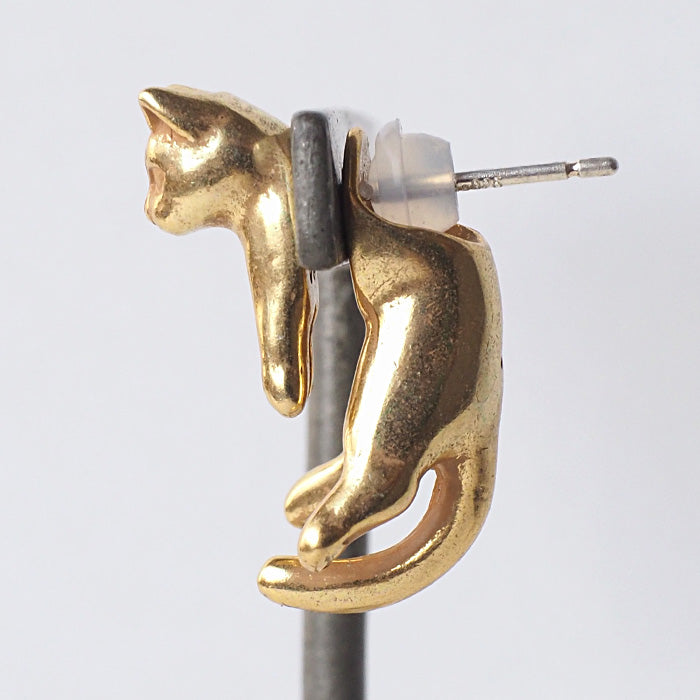 naturama Cat Earrings "Guri" Brass Antique Gold One Ear [AY12-A] 