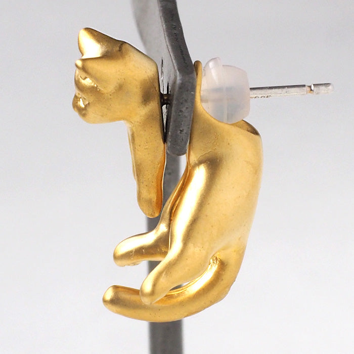 naturama Cat Earrings “Guri” Brass Matte Gold One Ear [AY12-G] 
