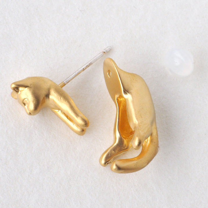 naturama 貓耳環“Guri”黃銅啞光金單耳 [AY12-G] 