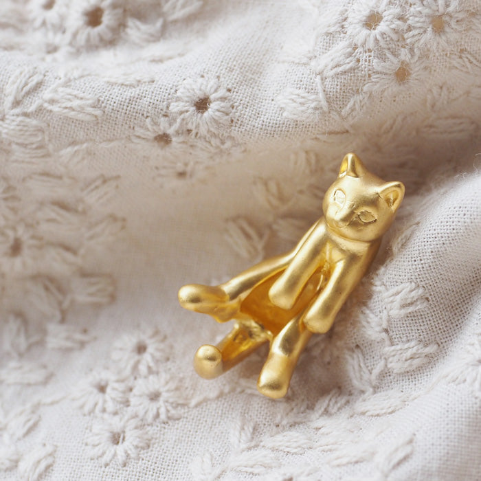 naturama Cat Earrings “Guri” Brass Matte Gold One Ear [AY12-G] 