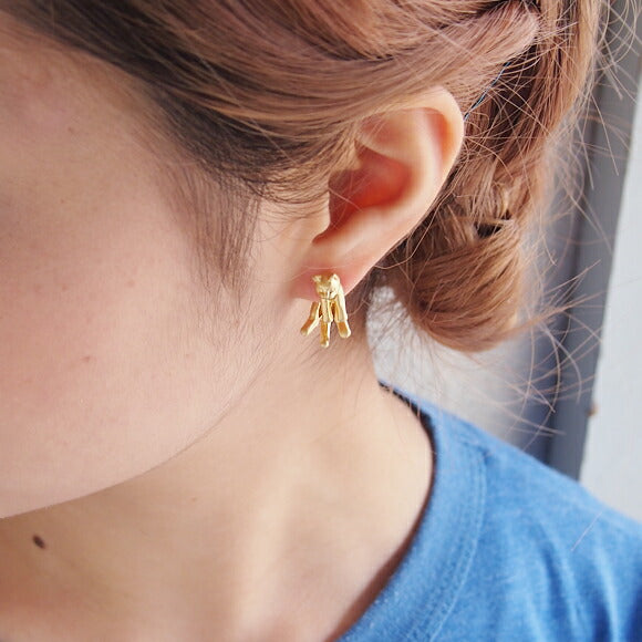 naturama Cat Earrings “Guri” Brass Matte Gold One Ear [AY12-G] 