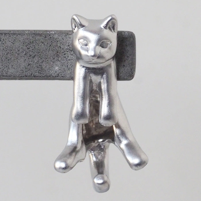 naturama Cat Earrings “Guri” Brass Matte Silver One Ear [AY12-S]