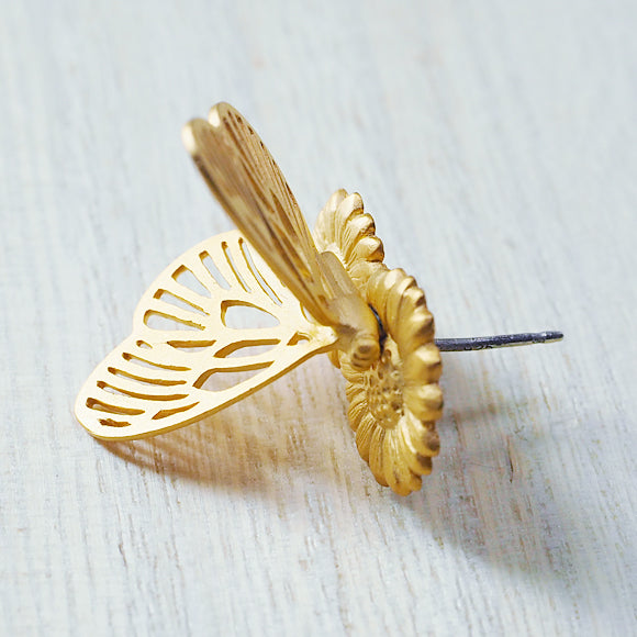 naturama Paradis Earrings Brass 18K Matt Gold Plated One Ear [AY18] 