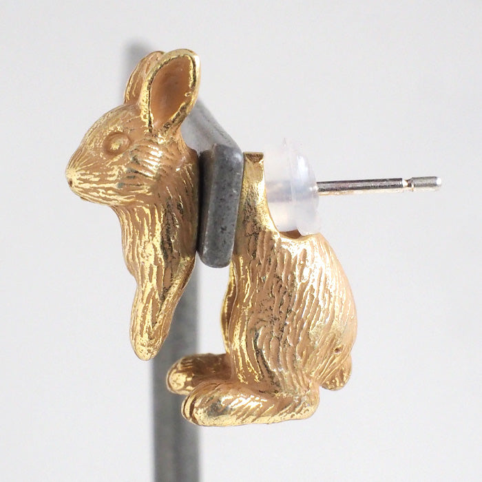 naturama(ナチュラマ) うさぎ ピアス マットゴールド 真鍮 18KGP 片耳