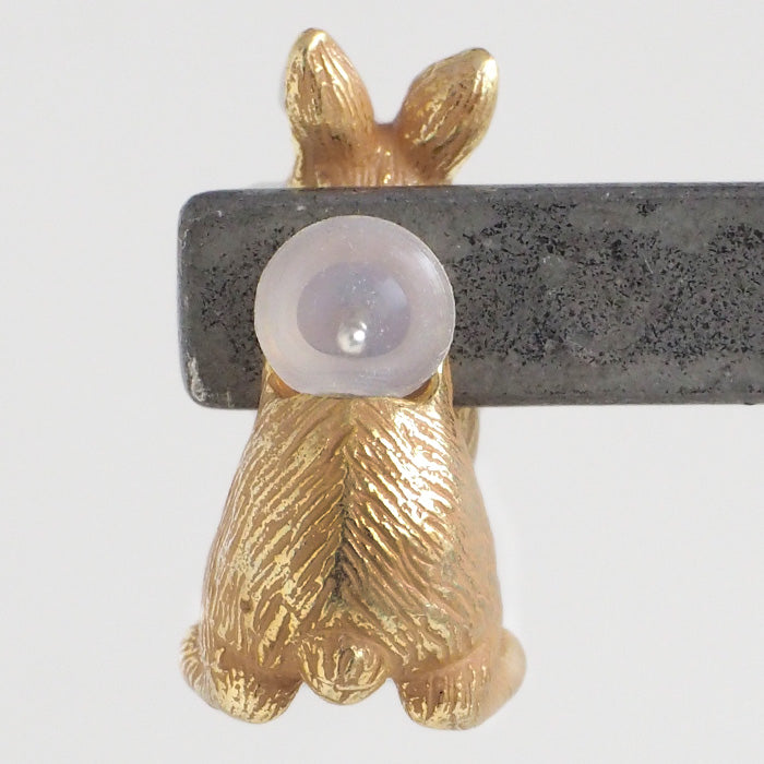 naturama 兔子耳環 古董金黃銅 18KGP 一隻耳朵 [AY32A] 