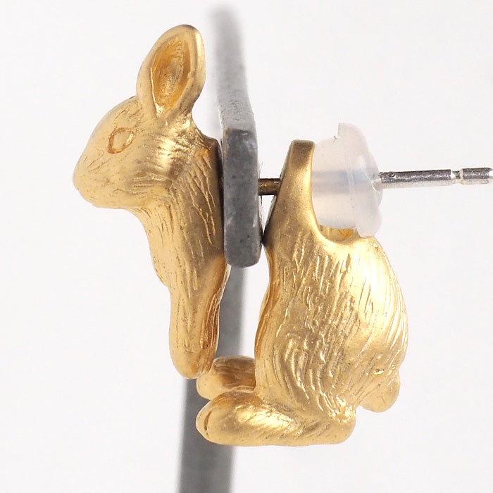 naturama Rabbit Earrings Matte Gold Brass 18KGP One Ear [AY32G] 