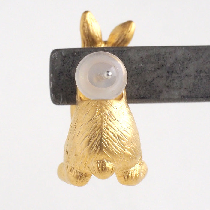 naturama 兔子耳環 啞光金黃銅 18KGP 一隻耳朵 [AY32G] 