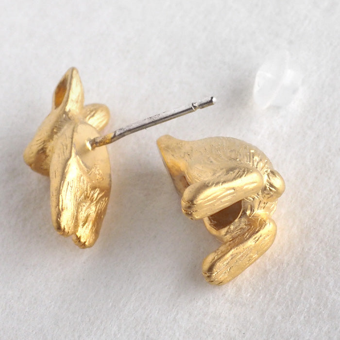 naturama Rabbit Earrings Matte Gold Brass 18KGP One Ear [AY32G] 