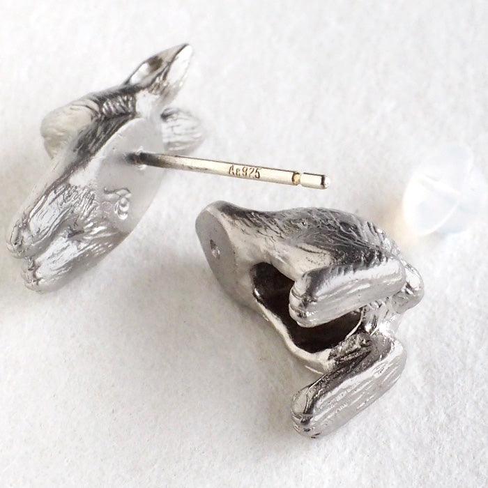 naturama Rabbit Earrings Brass Matte Silver One Ear [AY32S] 