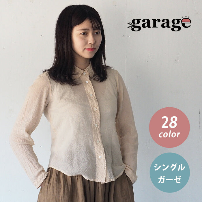 [All 28 colors] Gauze Clothing Studio Garage Single Gauze Blouse Long Sleeve Ladies [BL-27] 