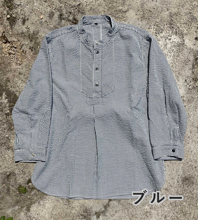 [2 colors] graphzero Fisherman Pullover Shirt Seersucker [BL-FSSH-0404] Okayama Kurashiki Kojima Jeans Denim Brand