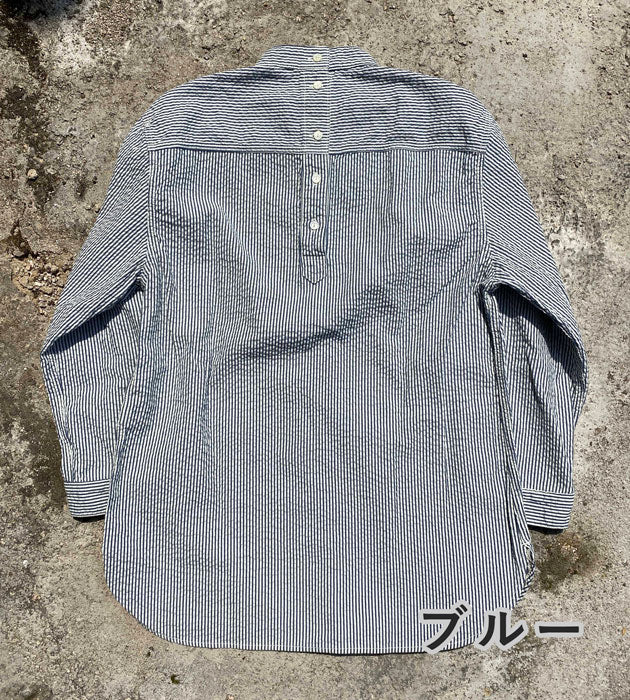 [2 colors] graphzero Fisherman Pullover Shirt Seersucker [BL-FSSH-0404] Okayama Kurashiki Kojima Jeans Denim Brand