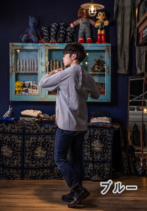[2 colors] graphzero Fisherman Pullover Shirt Seersucker [BL-FSSH-0404] Okayama Kurashiki Kojima Jeans Denim Brand