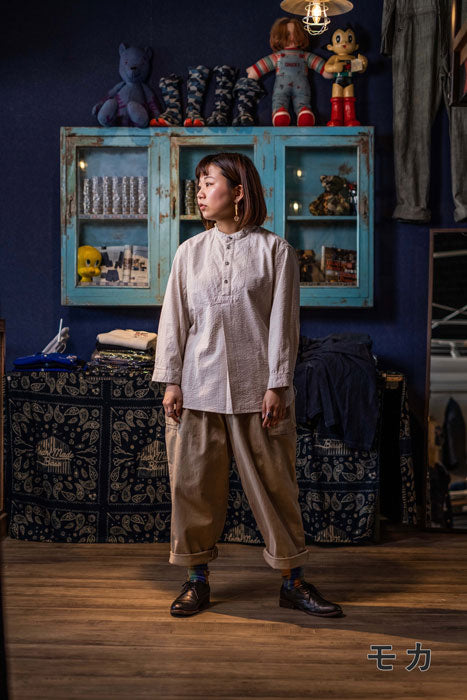 [2 colors] graphzero Fisherman Pullover Shirt Seersucker [BL-FSSH-0404] Okayama Kurashiki Kojima Jeans Denim Brand