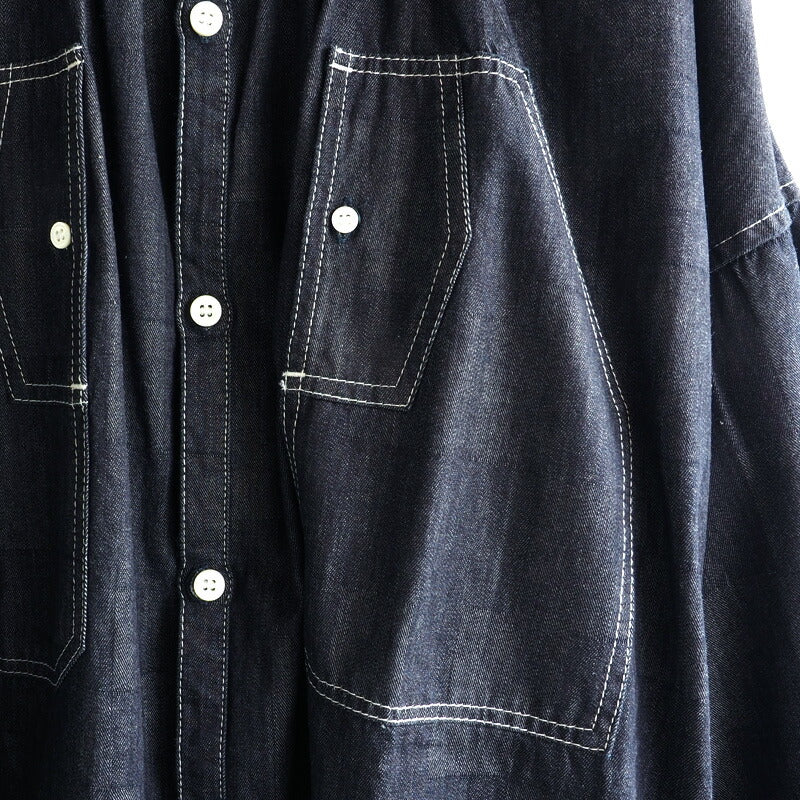 BLUE LOOM（ブルールーム） マキニョンワンピース ランダム切り替え ブロックデニム 8分袖 レディース フリーサイズ [BL-MQOP-0112-BK]