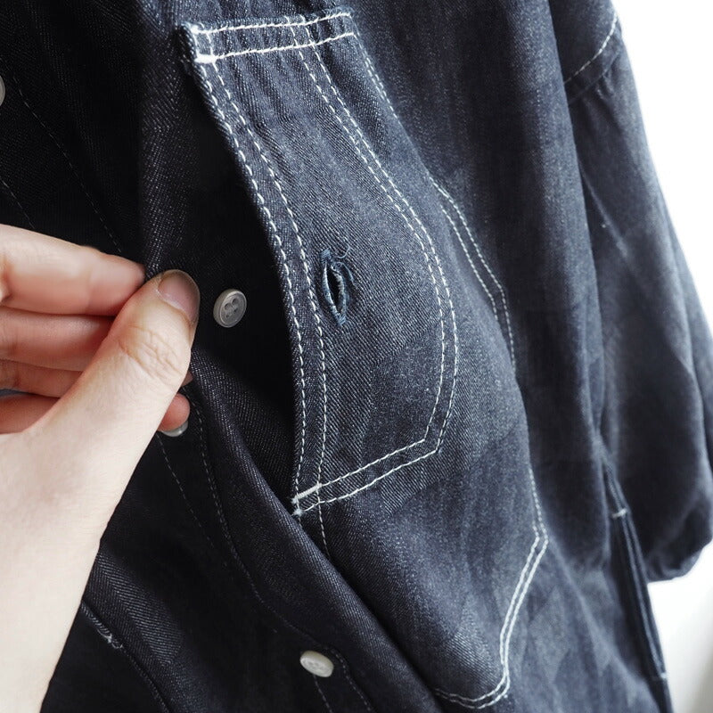 BLUE LOOM（ブルールーム） マキニョンワンピース ランダム切り替え ブロックデニム 8分袖 レディース フリーサイズ [BL-MQOP-0112-BK]