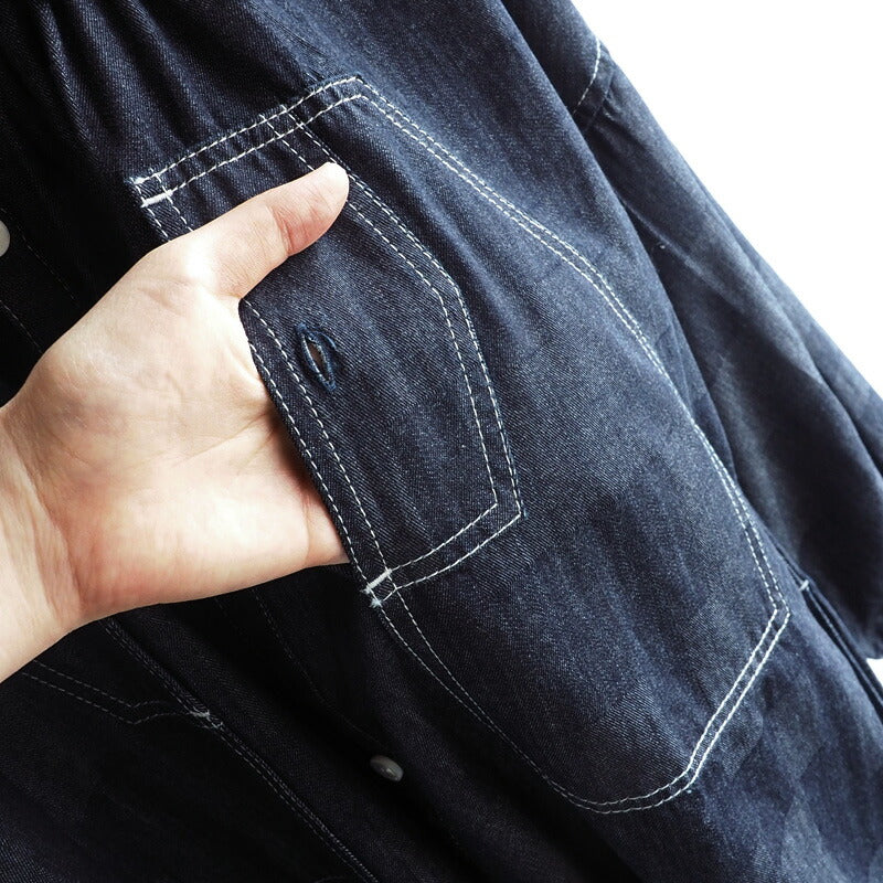 BLUE LOOM（ブルールーム） マキニョンワンピース ランダム切り替え ブロックデニム 8分袖 レディース フリーサイズ [BL-MQOP-0112-BK]