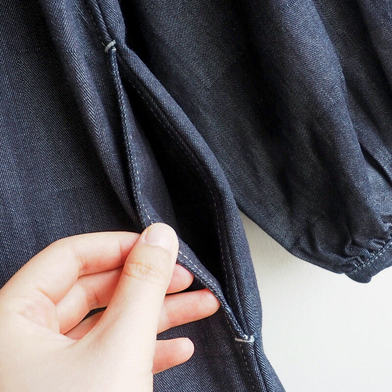 BLUE LOOM（ブルールーム） マキニョンワンピース ランダム切り替え ブロックデニム 8分袖 レディース フリーサイズ [BL-MQOP-0112-BK]