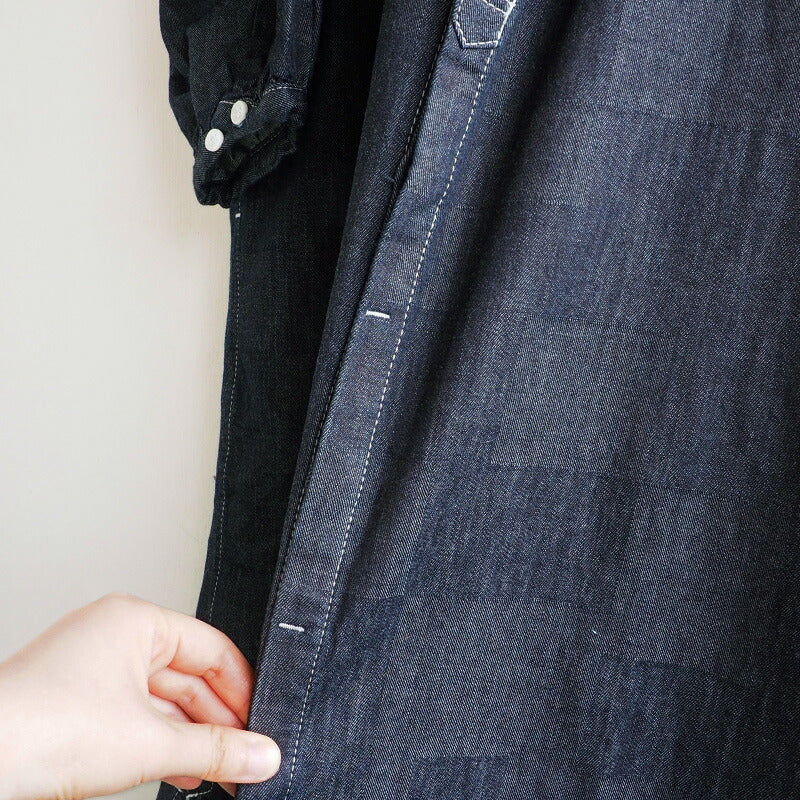 BLUE LOOM（ブルールーム） マキニョンワンピース ランダム切り替え ブロックデニム 8分袖 レディース フリーサイズ [BL-MQOP-0112-BK]