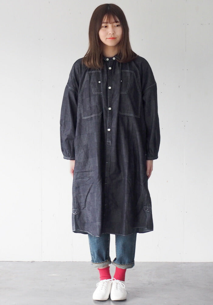 BLUE LOOM（ブルールーム） マキニョンワンピース ランダム切り替え ブロックデニム 8分袖 レディース フリーサイズ [BL-MQOP-0112-BK]