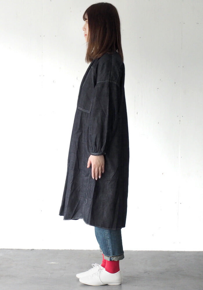 BLUE LOOM（ブルールーム） マキニョンワンピース ランダム切り替え ブロックデニム 8分袖 レディース フリーサイズ [BL-MQOP-0112-BK]