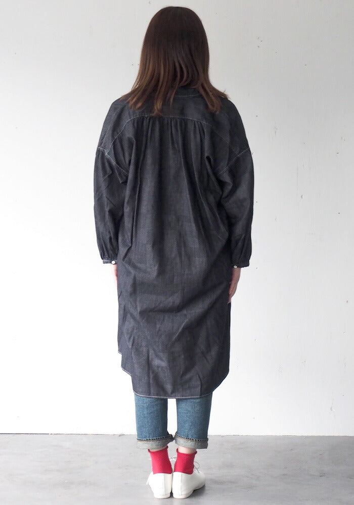 BLUE LOOM（ブルールーム） マキニョンワンピース ランダム切り替え ブロックデニム 8分袖 レディース フリーサイズ [BL-MQOP-0112-BK]