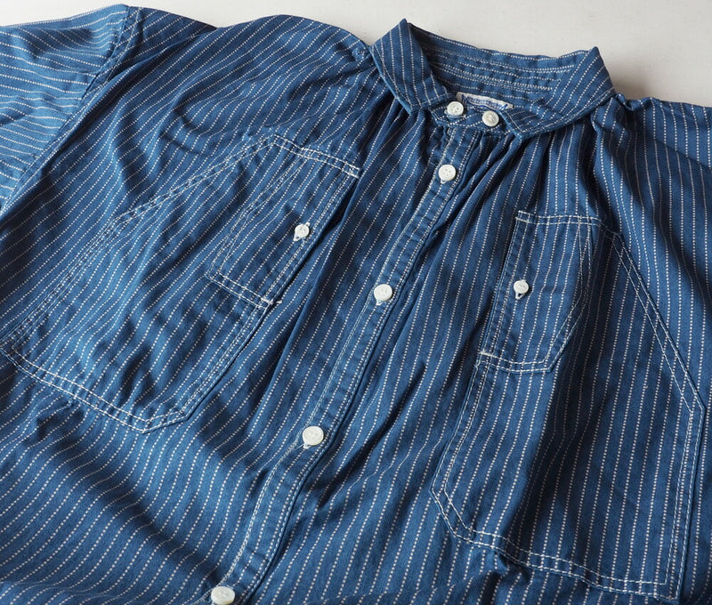 BLUE LOOM（ブルールーム） マキニョンワンピース インディゴウォバッシュ ストライプ 8分袖 レディース フリーサイズ [BL-MQOP-0112-WA]