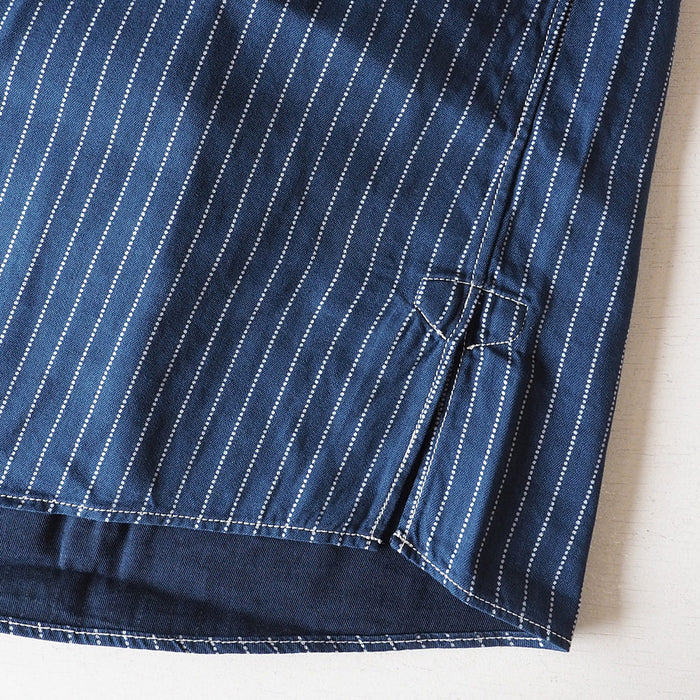 BLUE LOOM Makignon Dress Indigo Wabash Stripe 8/4 Sleeve Ladies Free Size [BL-MQOP-0112-WA] 