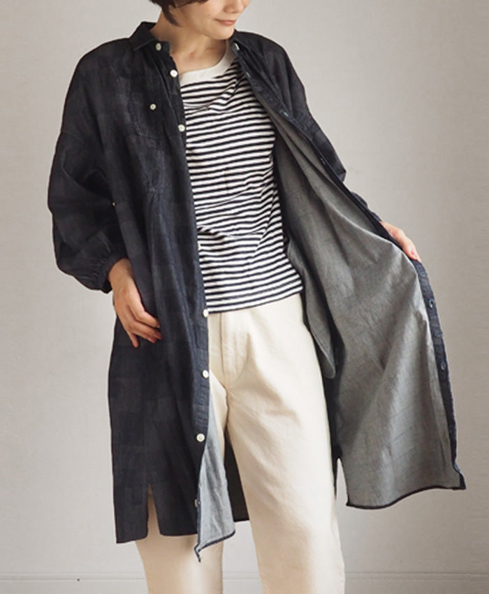 BLUE LOOM Makignon Dress Block Denim Block WH Ladies Free Size [BL-MQOP-0406-blwh] 